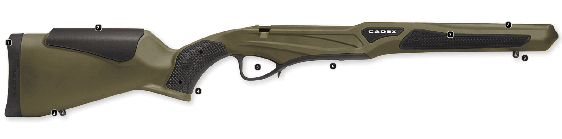 Cadex hunting chassis feature diagram