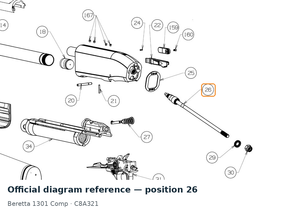 Beretta A400 / 1301 Recoil Tube Assembly