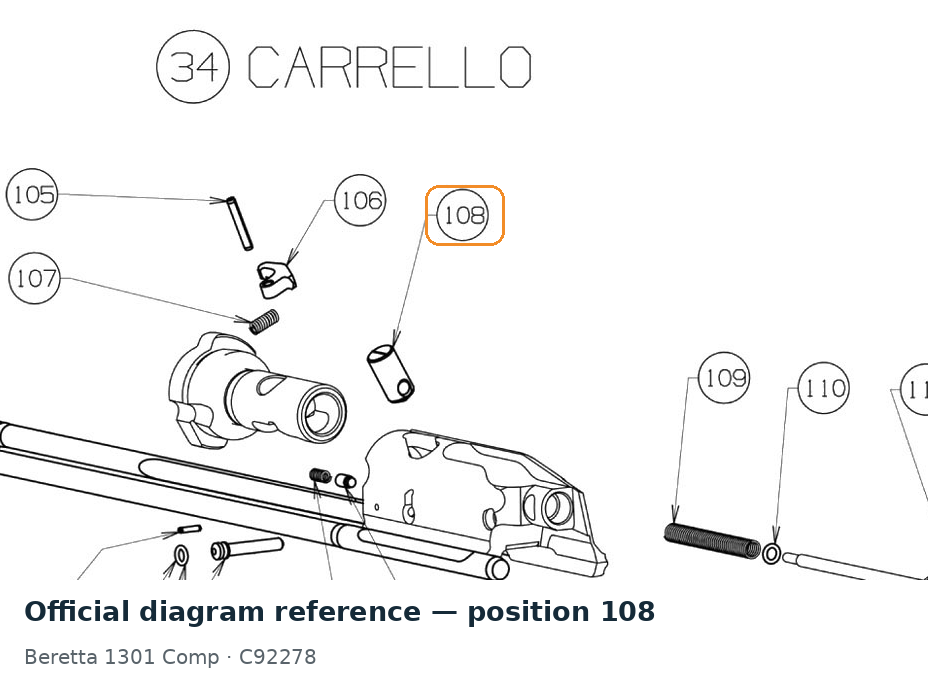 Beretta A400 / 1301 Breech Bolt Pin