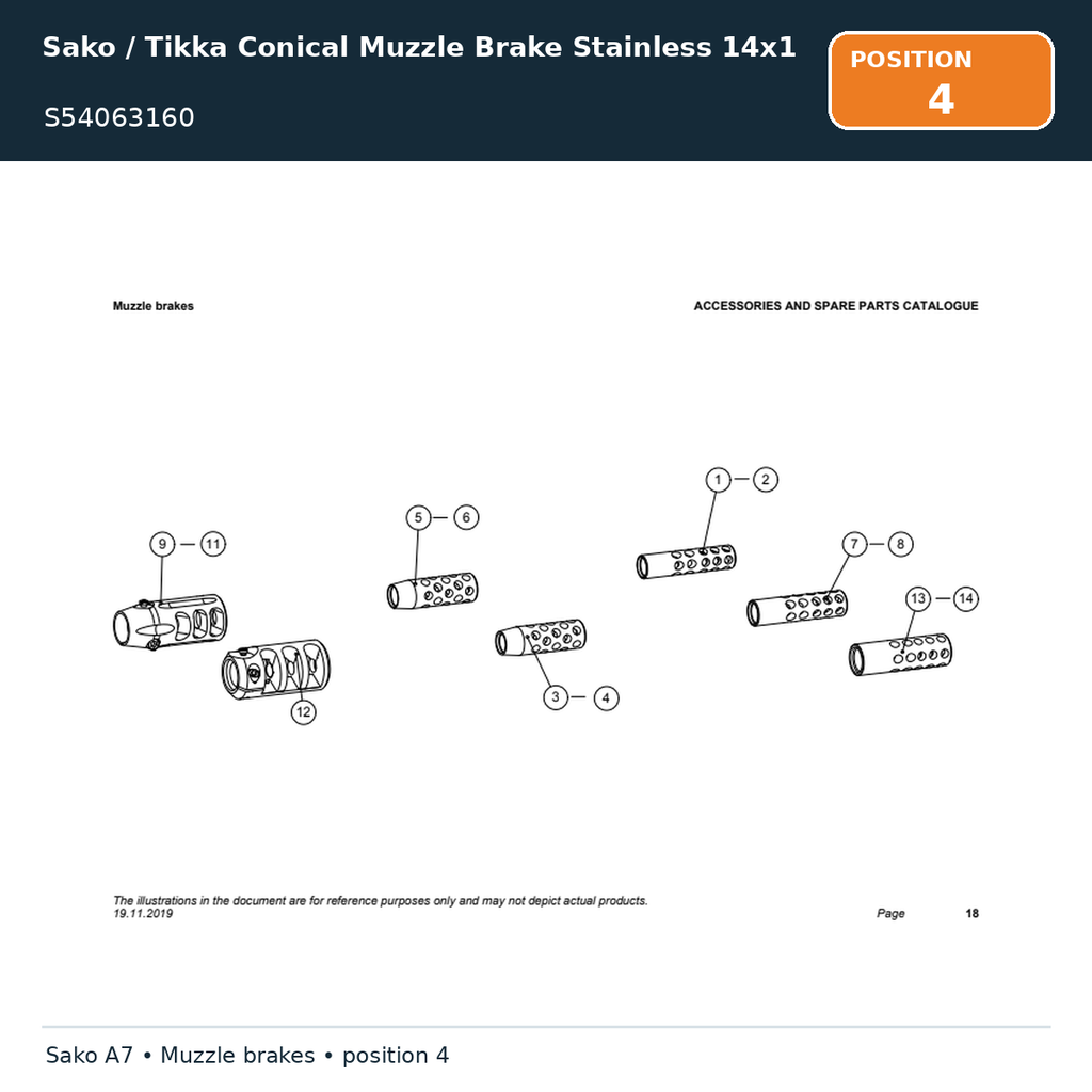 Sako / Tikka Conical Muzzle Brake Stainless 14x1