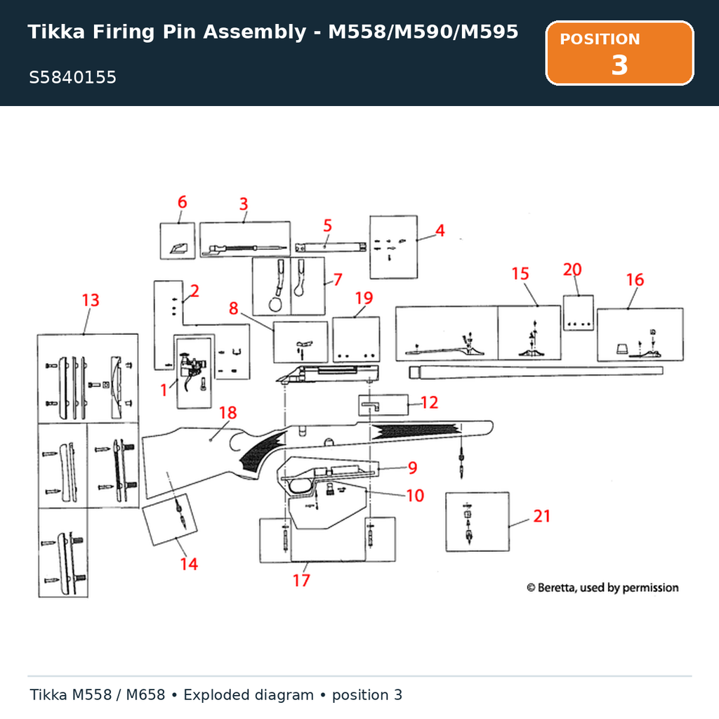 Tikka Firing Pin Assembly - M558/M590/M595