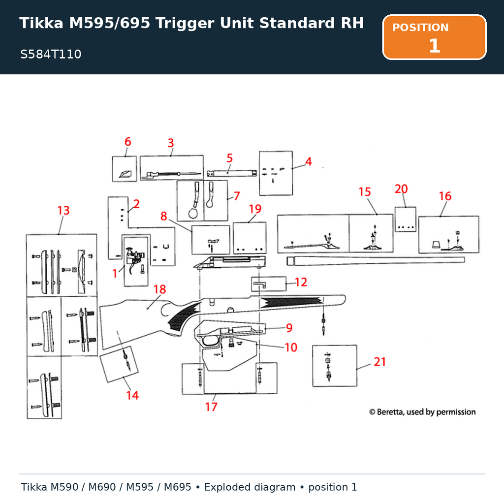Tikka M595/695 Trigger Unit Standard RH