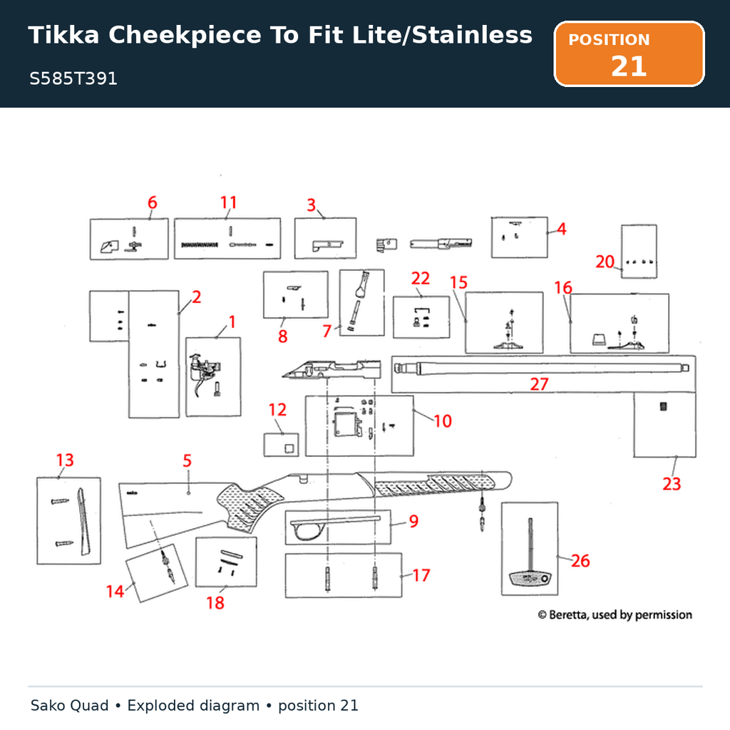 Tikka Cheekpiece To Fit Lite/Stainless