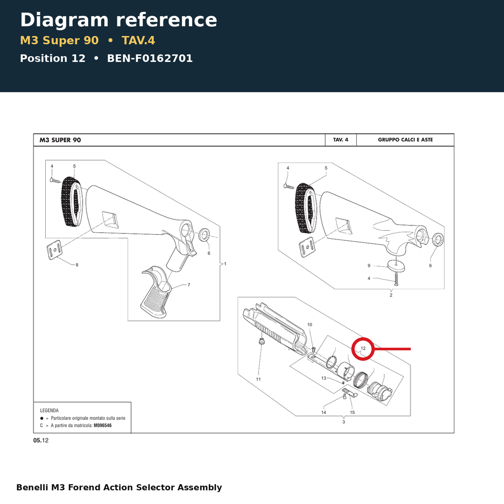 Benelli M3 Forend Action Selector Assembly