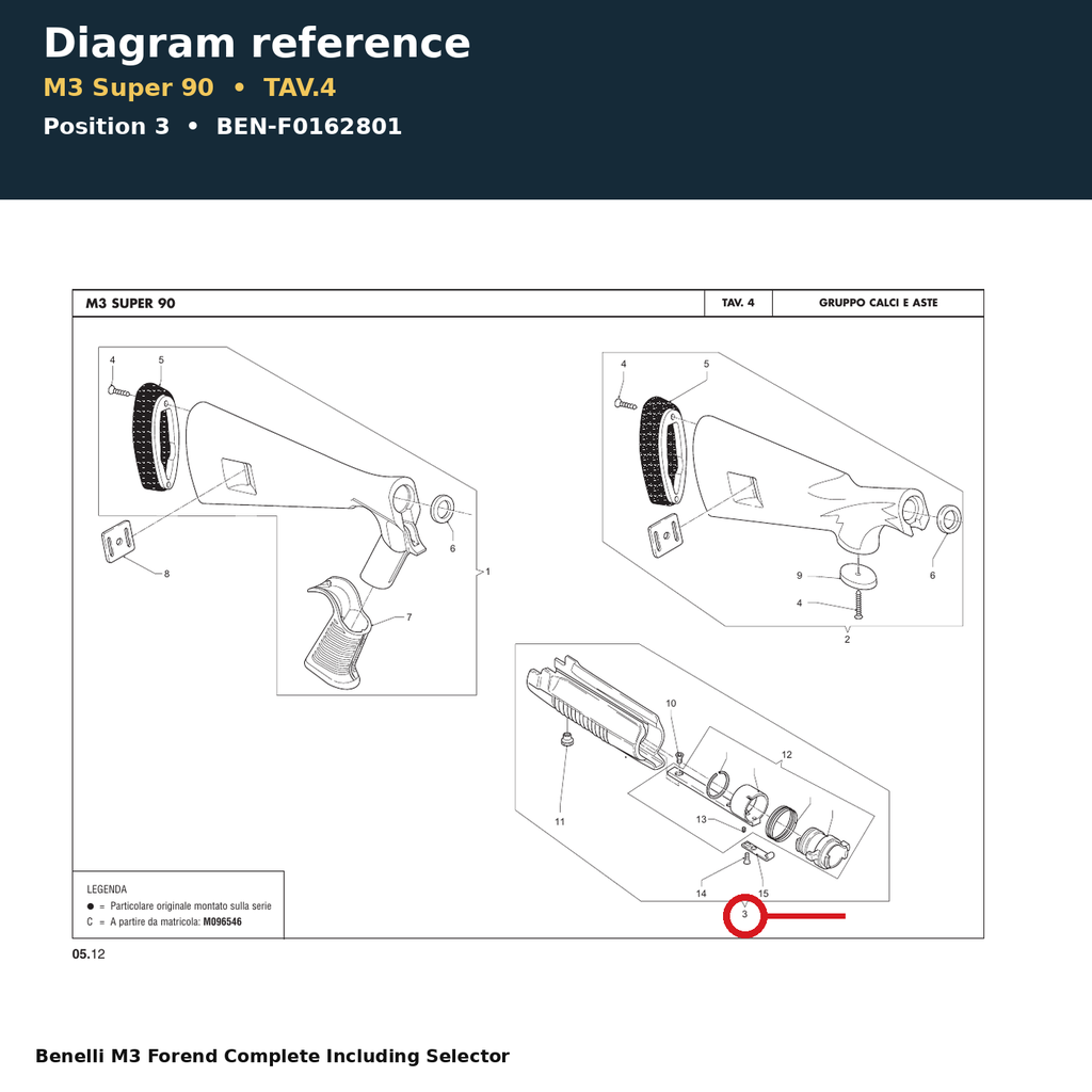 Benelli M3 Forend Complete Including Selector