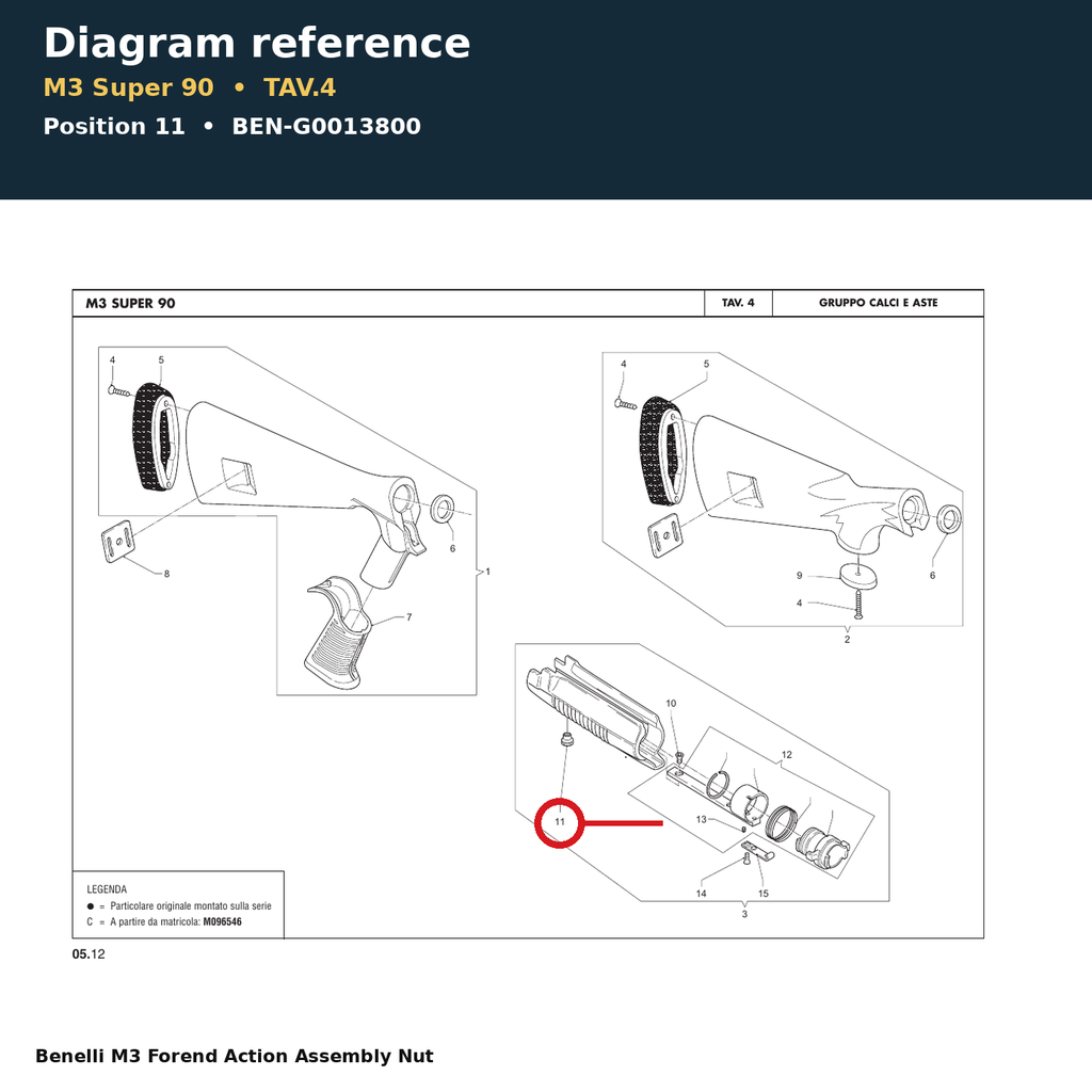 Benelli M3 Forend Action Assembly Nut