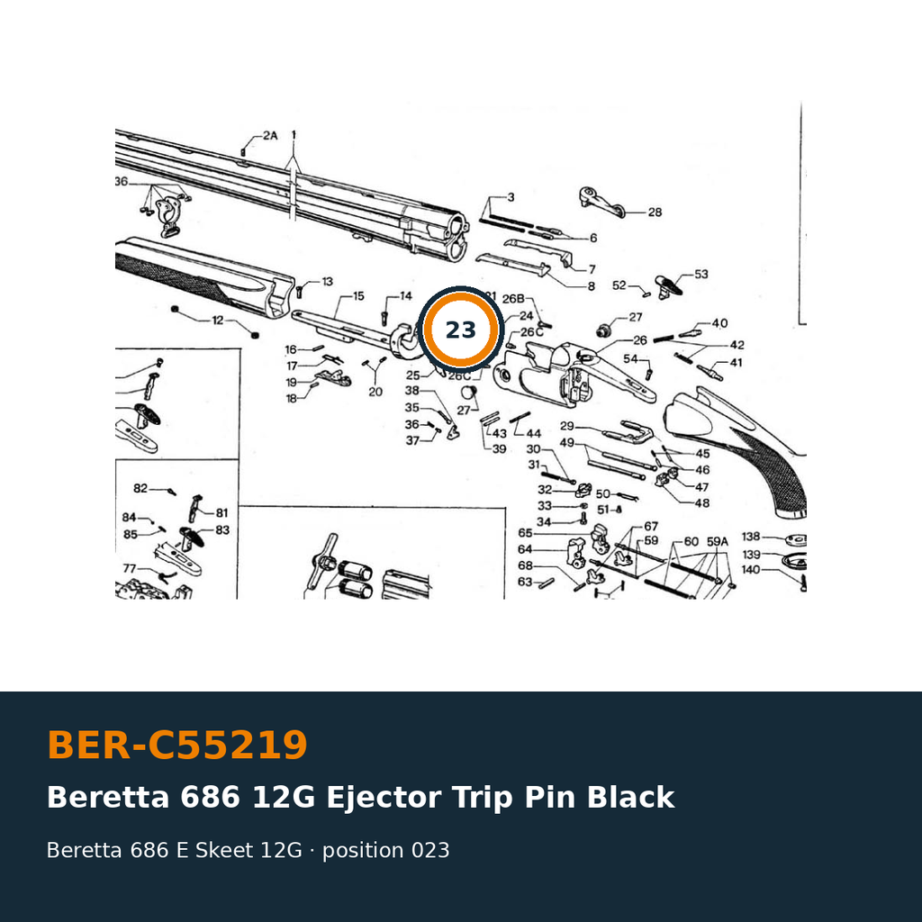Beretta 686 12G Ejector Trip Pin Black