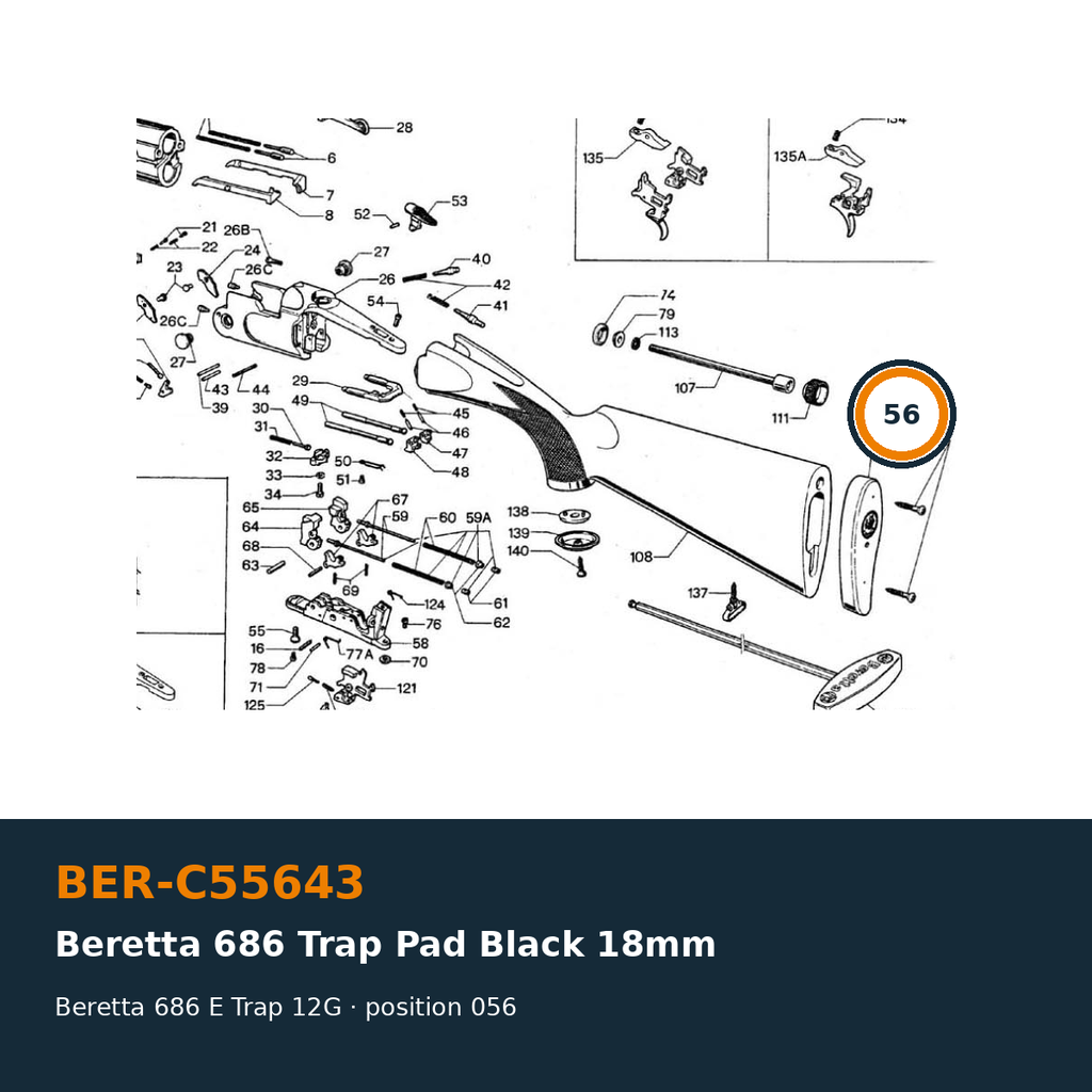 Beretta 686 Trap Pad Black 18mm