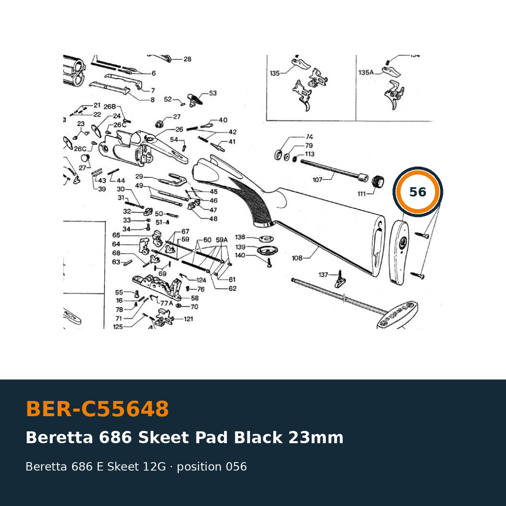 Beretta 686 Skeet Pad Black 23mm