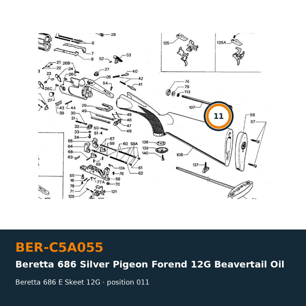 Beretta 686 Silver Pigeon Fore-end 12G Beavertail Oil