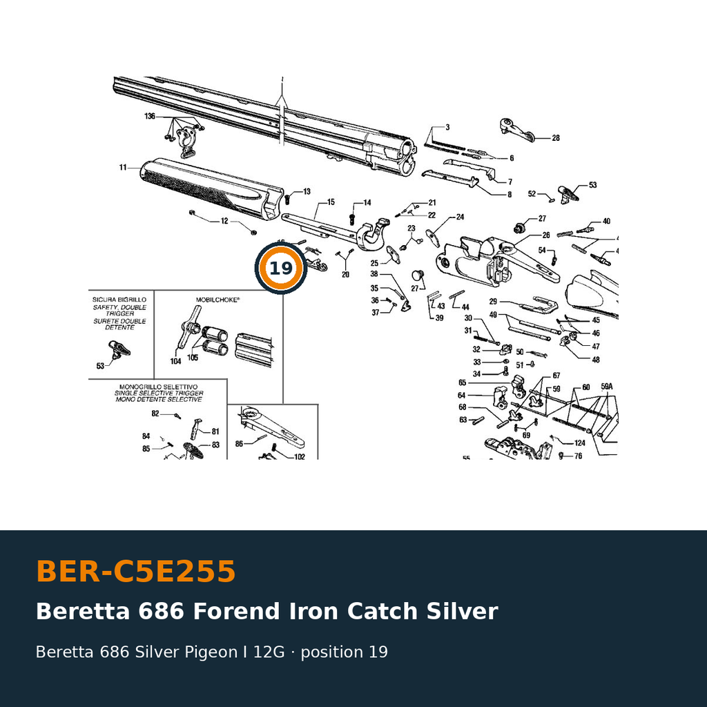 Beretta 686 Fore-end Iron Catch Silver