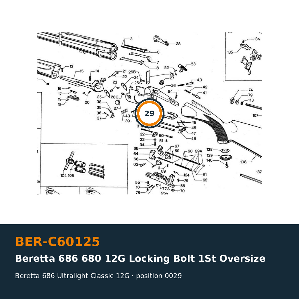 Beretta 686 680 12G Locking Bolt 1st Oversize