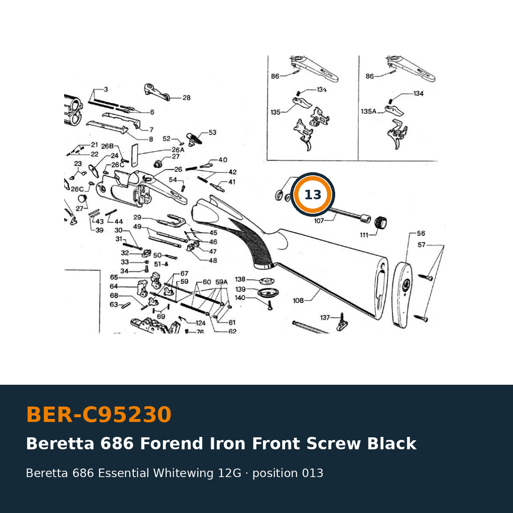 Beretta 686 Fore-end Iron Front Screw Black