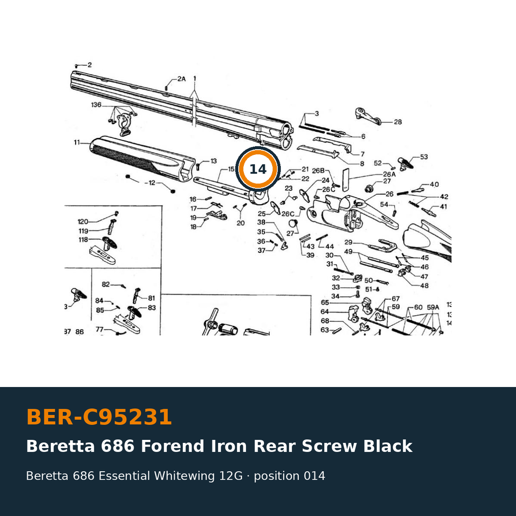 Beretta 686 Fore-end Iron Rear Screw Black