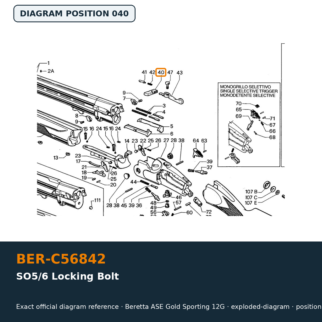 Beretta SO5/6 Locking Bolt