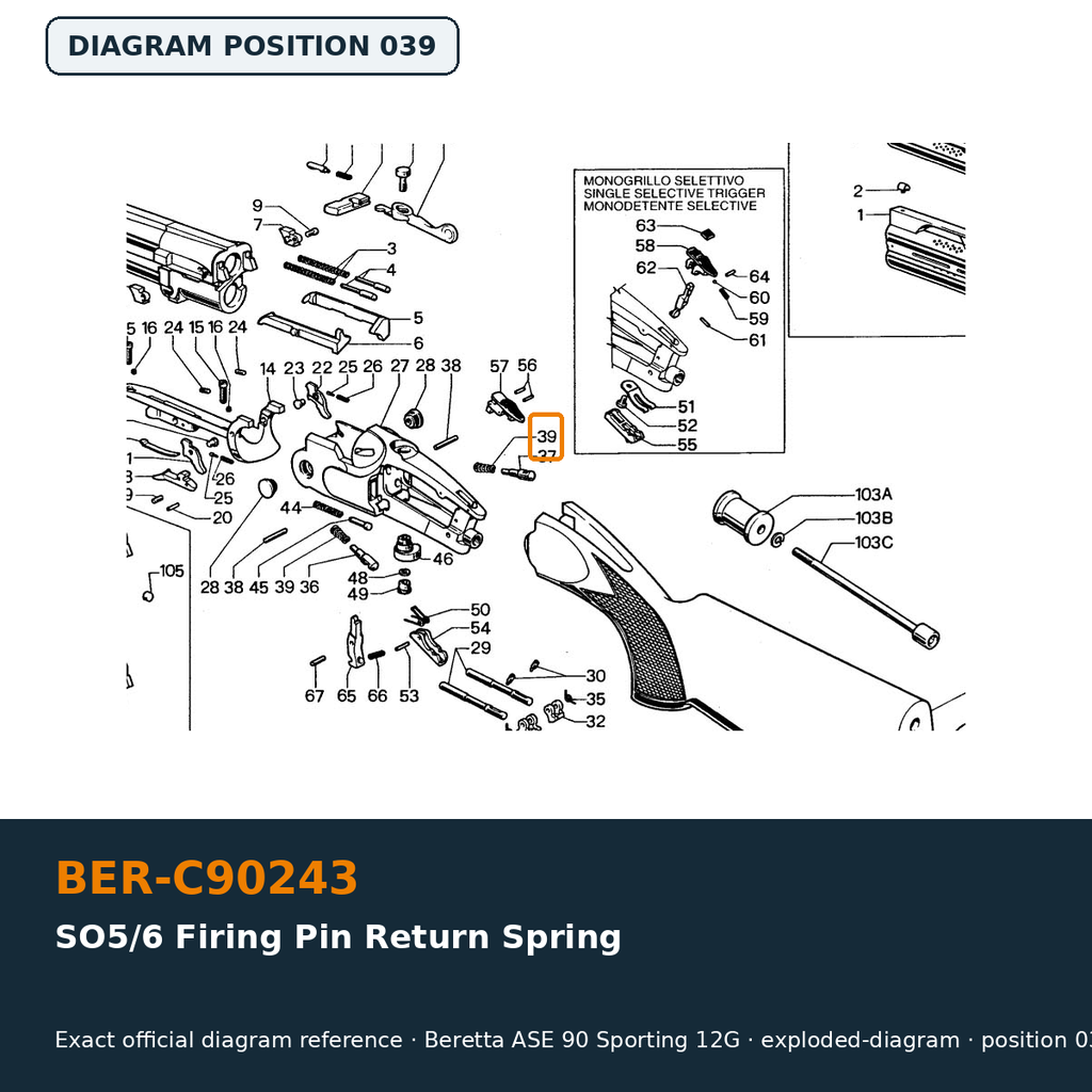 Beretta SO5/6 Firing Pin Return Spring
