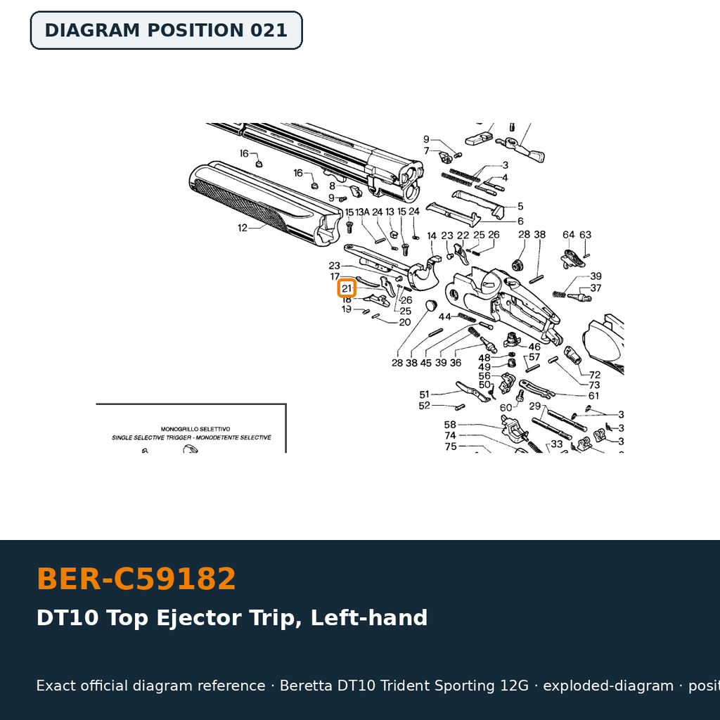 Beretta DT10 Top Ejector Trip, Left-hand