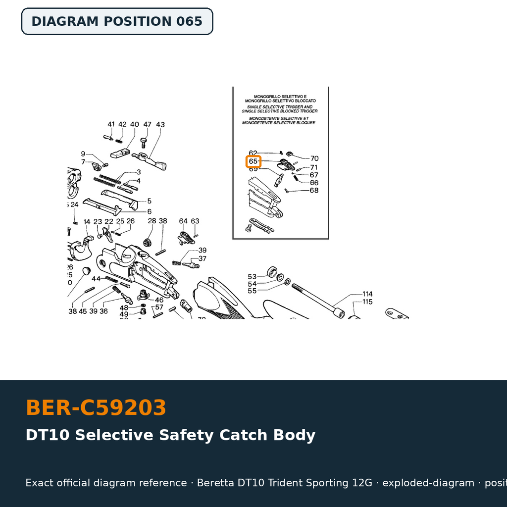 Beretta DT10 Selective Safety Catch Body