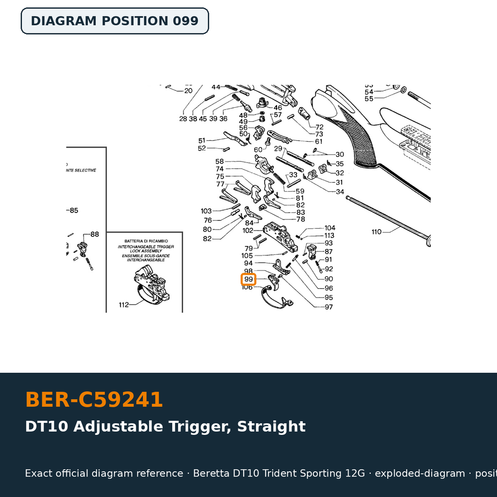 Beretta DT10 Adjustable Trigger, Straight