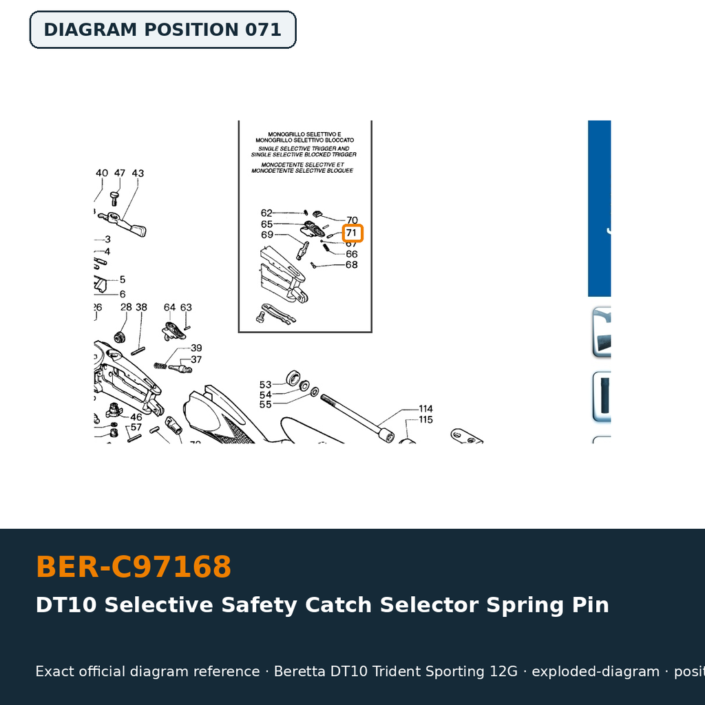 Beretta DT10 Selective Safety Catch Selector Spring Pin