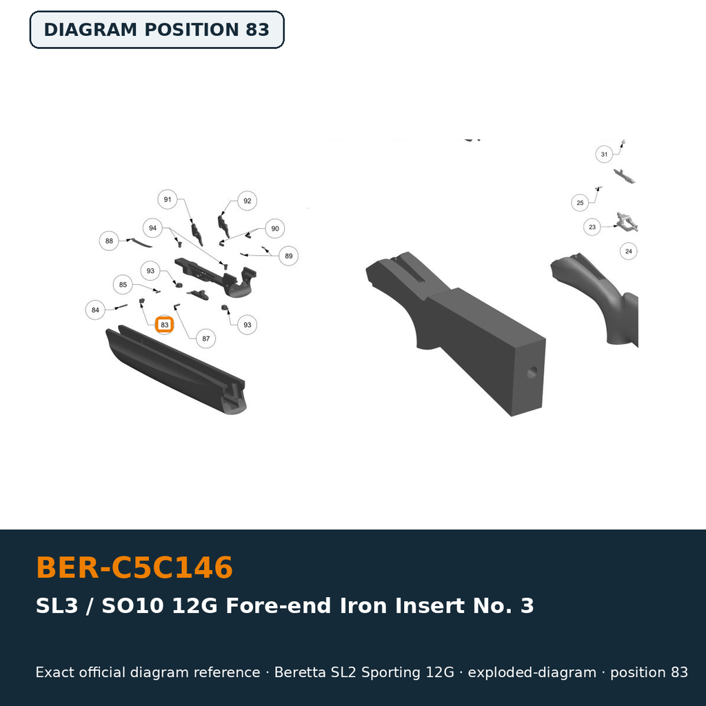 Beretta SL3 / SO10 12G Fore-end Iron Insert No. 3