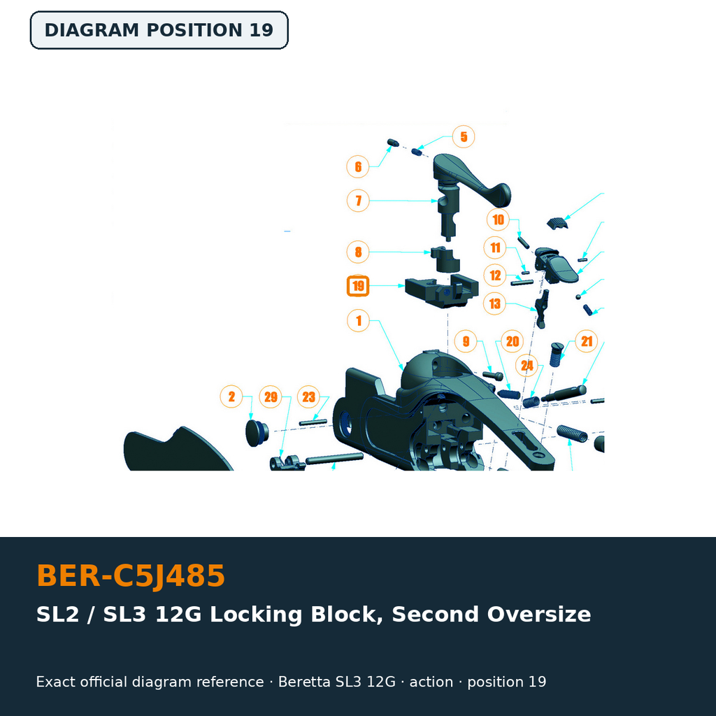 Beretta SL2 / SL3 12G Locking Block, Second Oversize