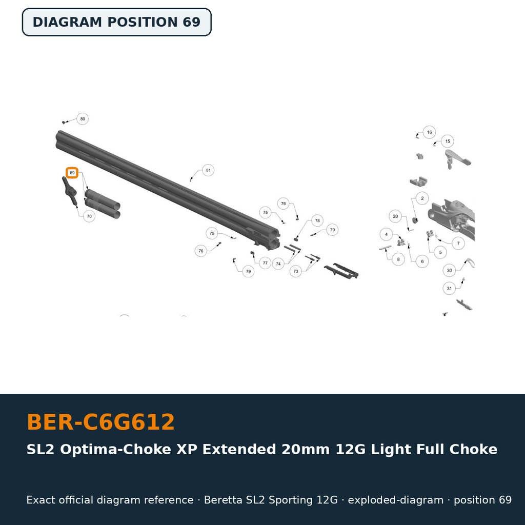 Beretta SL2 Optima-Choke XP Extended 20mm 12G Light Full Choke