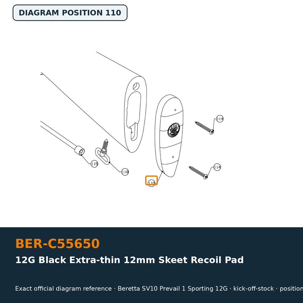 Beretta 12G Black Extra-thin 12mm Skeet Recoil Pad
