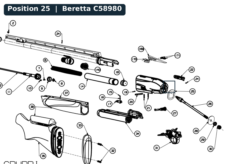 Beretta 391 12G Front Stock Shim Trap 40-45