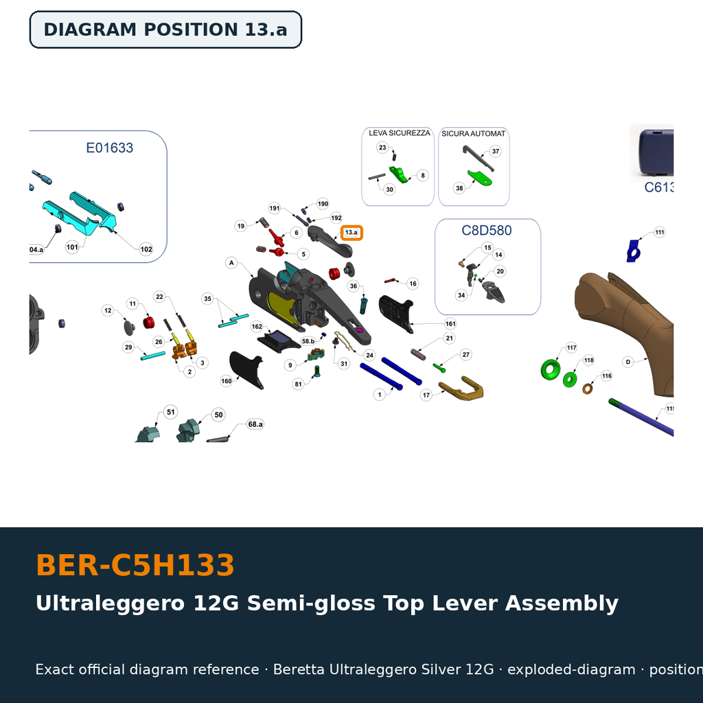 Beretta Ultraleggero 12G Semi-gloss Top Lever Assembly