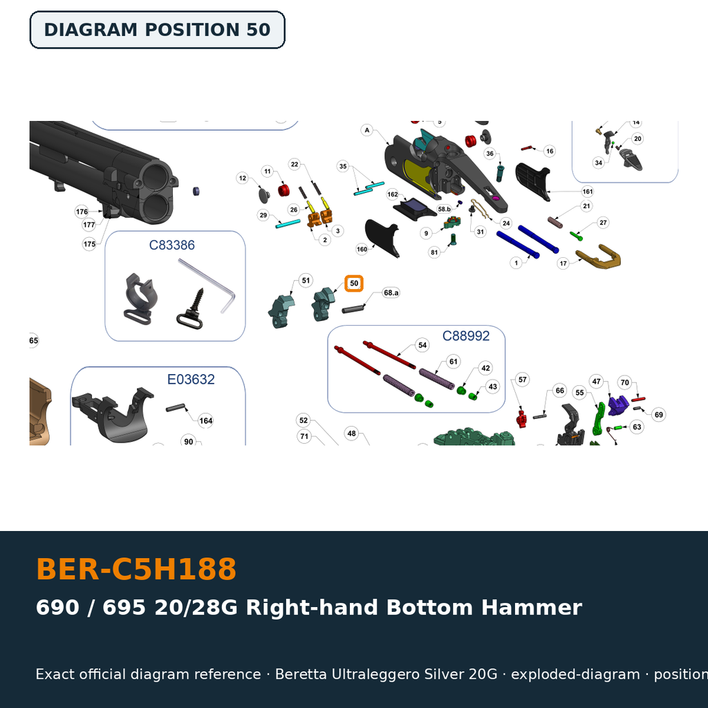 Beretta 690 / 695 20/28G Right-hand Bottom Hammer