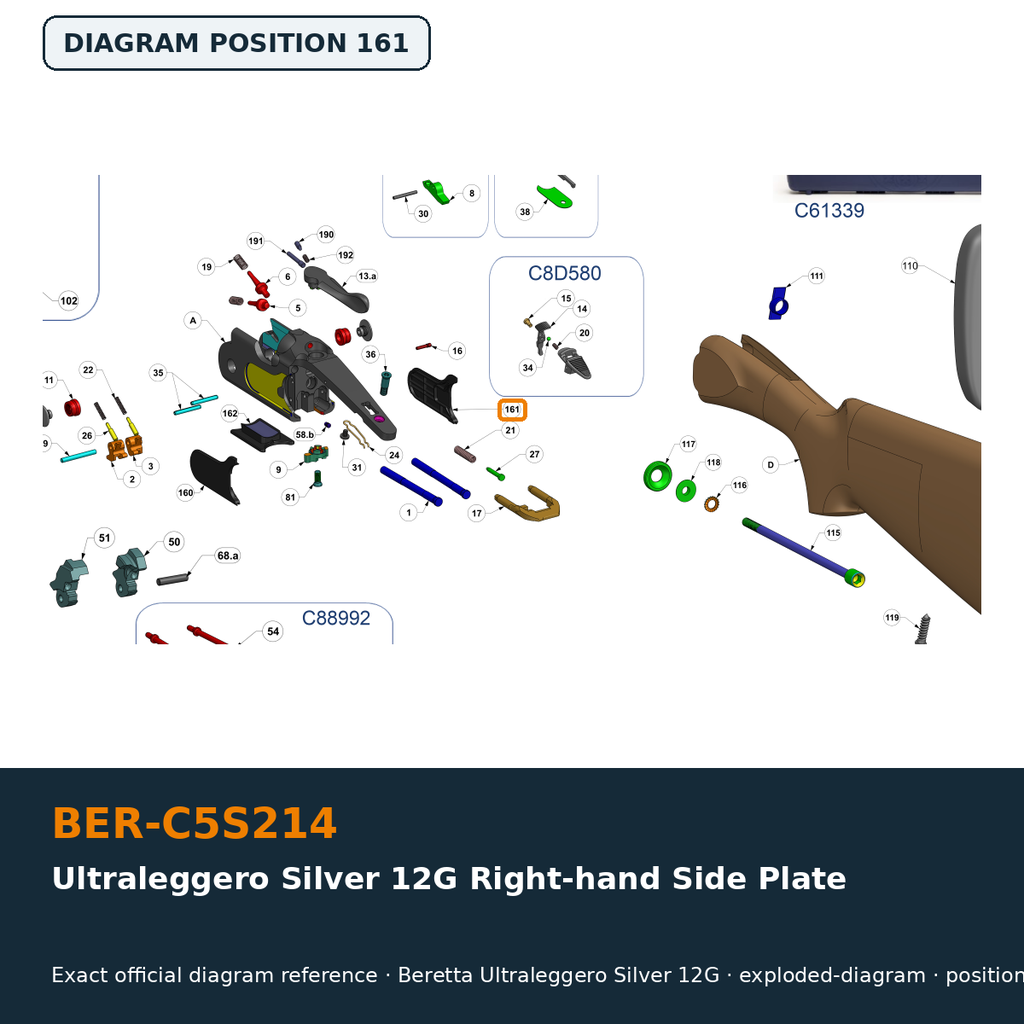 Beretta Ultraleggero Silver 12G Right-hand Side Plate