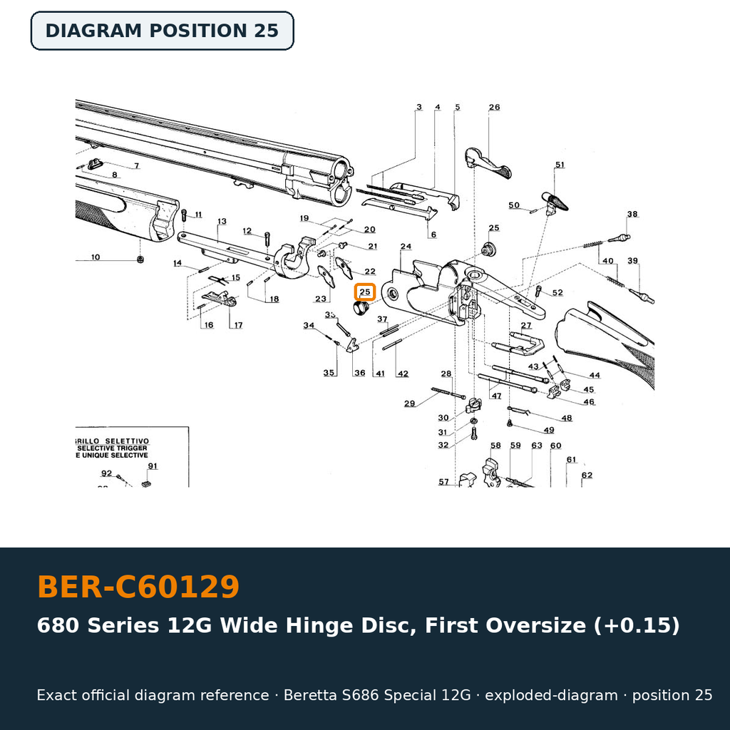 Beretta 680 Series 12G Wide Hinge Disc, First Oversize (+0.15)