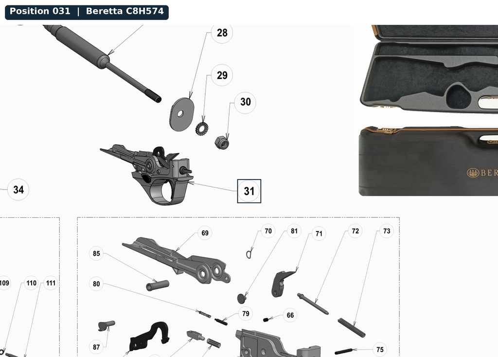 Beretta A400L Trigger Group Assembly 12G