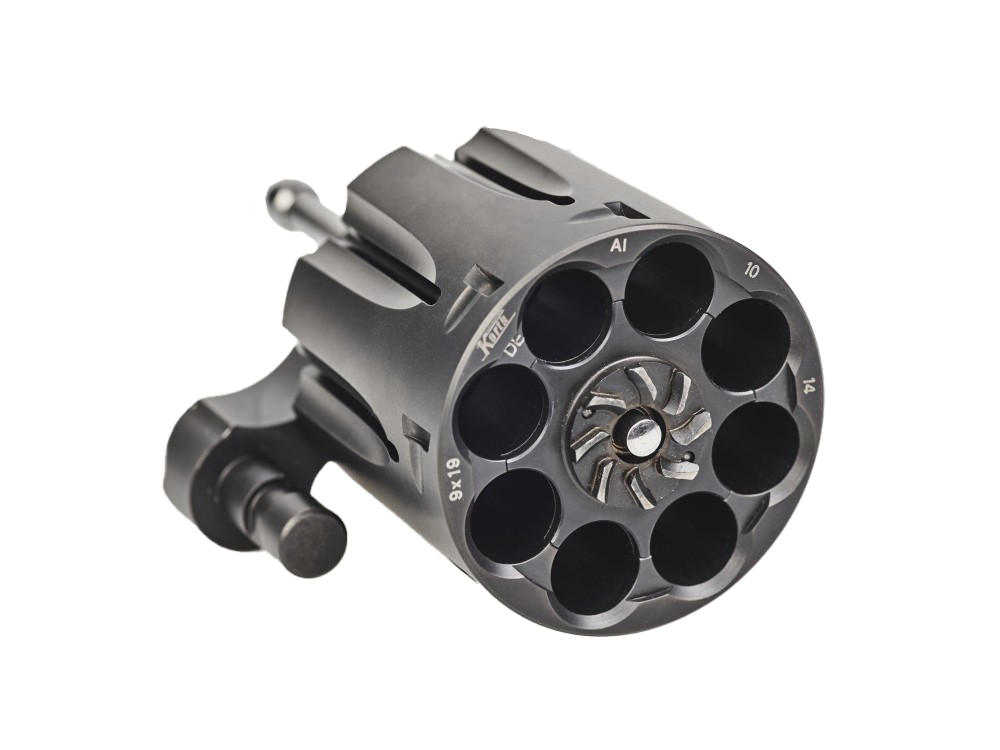 [60-123] Korth Changeable Cylinder w/ Moonclip Cut - 9mm, 8 Shot