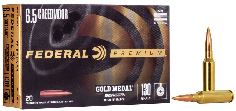 [FED-GM65CRDBH130] Federal 6.5 Creedmoor 130gr Gold Medal Berger Hybrid OTM