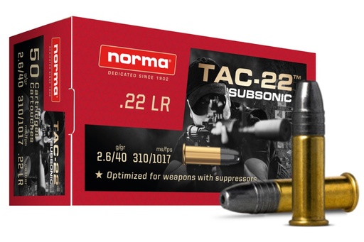 [NOR-2425080] Norma .22LR 40gr HP Tac-22 Subsonic