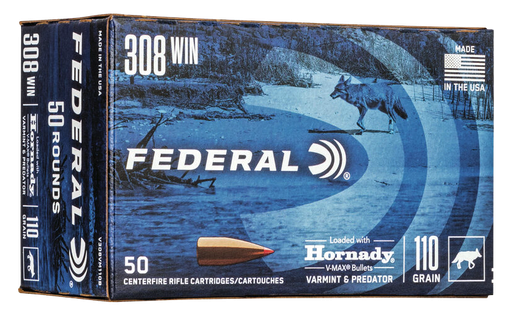 [FED-V308VM110] Federal .308 WIN Varmint & Predator 110gr V-Max
