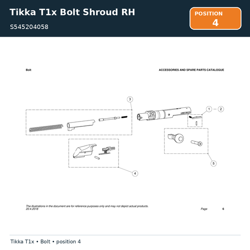 [S545204058] Tikka T1x Bolt Shroud RH