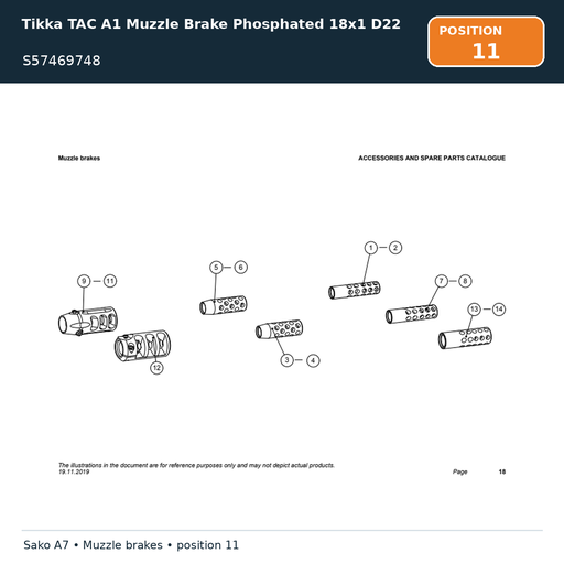[S57469748] Tikka TAC A1 Muzzle Brake Phosphated 18x1 D22