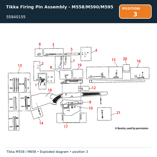 [S5840155] Tikka Firing Pin Assembly - M558/M590/M595