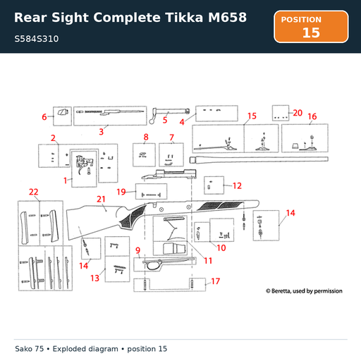 [S584S310] Rear Sight Complete Tikka M658