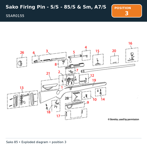 [S5AR0155] Sako Firing Pin - S/S - 85/S & Sm, A7/S