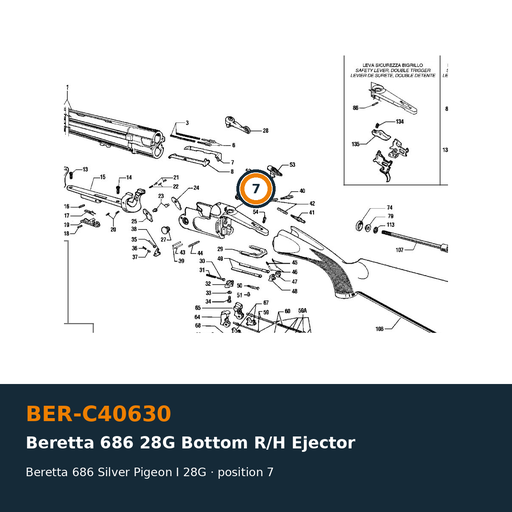 [BER-C40630] Beretta 686 28G Bottom R/H Ejector