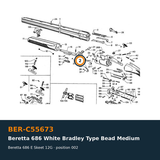 [BER-C55673] Beretta 686 White Bradley Type Bead Medium