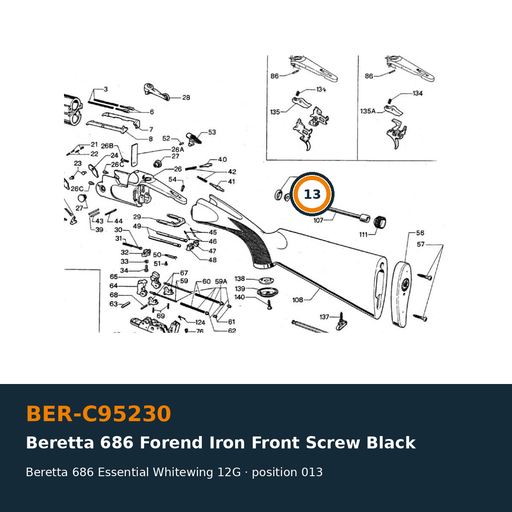 [BER-C95230] Beretta 686 Fore-end Iron Front Screw Black