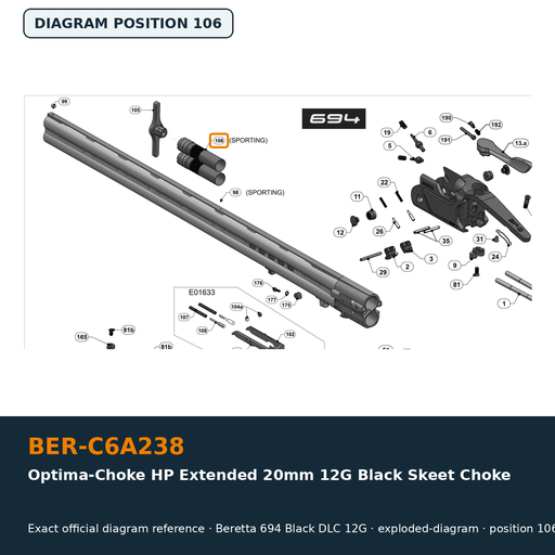 [BER-C6A238] Beretta Optima-Choke HP Extended 20mm 12G Black Skeet Choke