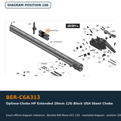 [BER-C6A313] Beretta Optima-Choke HP Extended 20mm 12G Black USA Skeet Choke