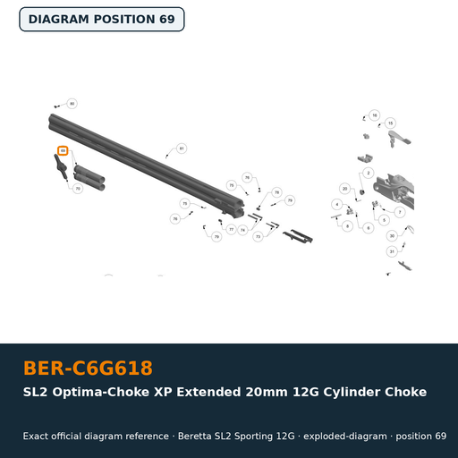 [BER-C6G618] Beretta SL2 Optima-Choke XP Extended 20mm 12G Cylinder Choke