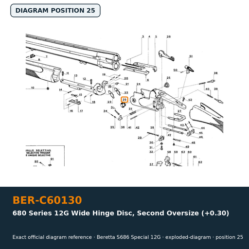[BER-C60130] Beretta 680 Series 12G Wide Hinge Disc, Second Oversize (+0.30)